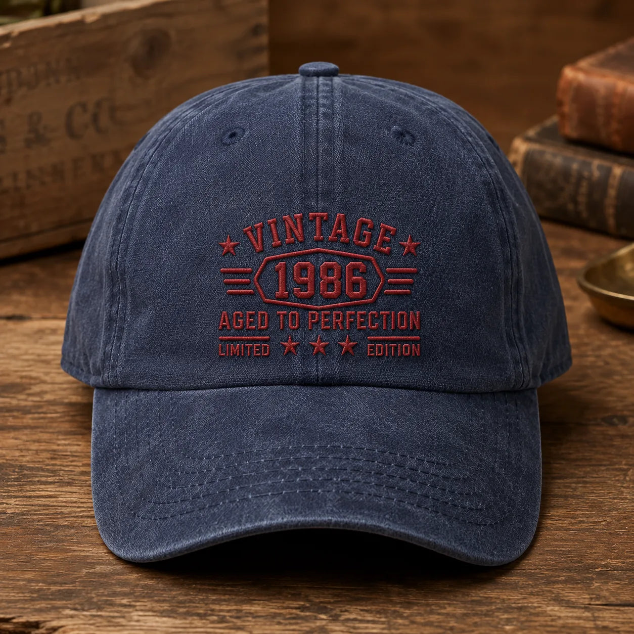 Custom Vintage Birth Year Washed Cap - washed cap - side view