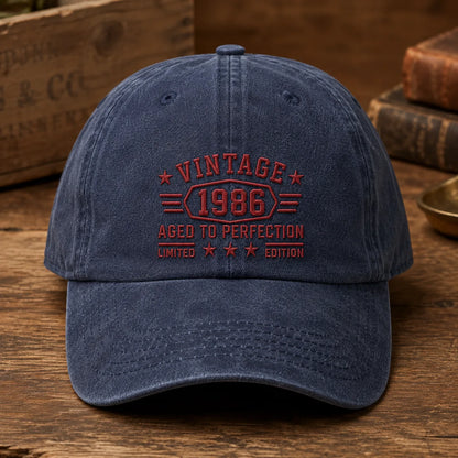 Custom Vintage Birth Year Washed Cap - washed cap - side view