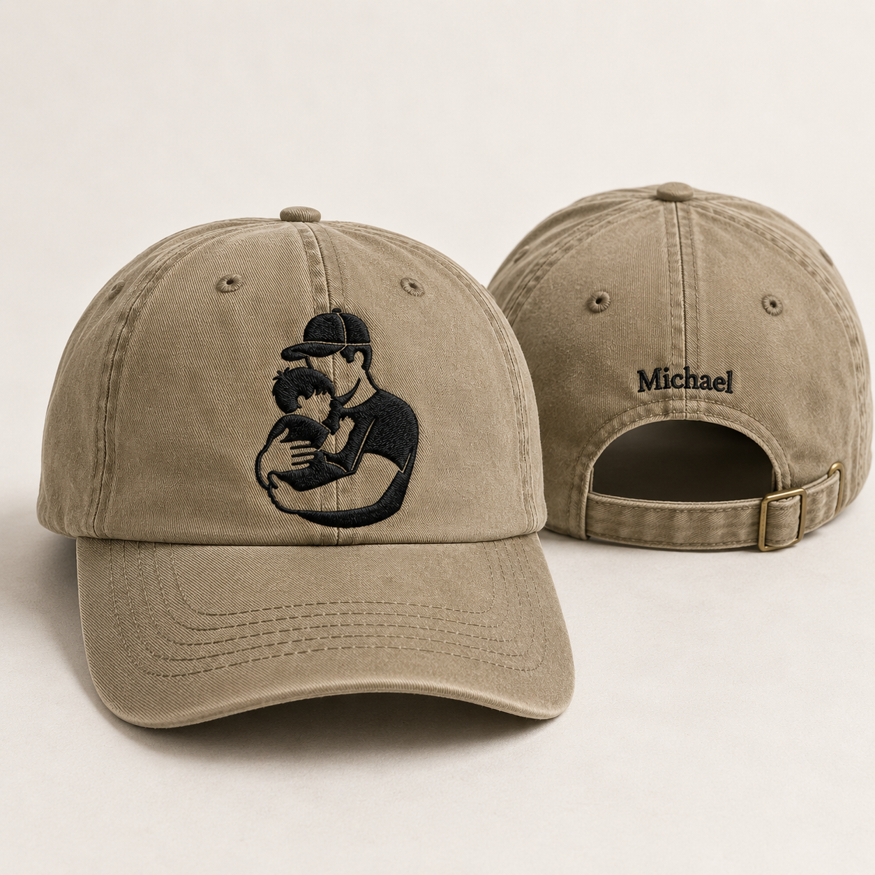 Dad Baby Hug Washed Cap - Washed Cap - front view
