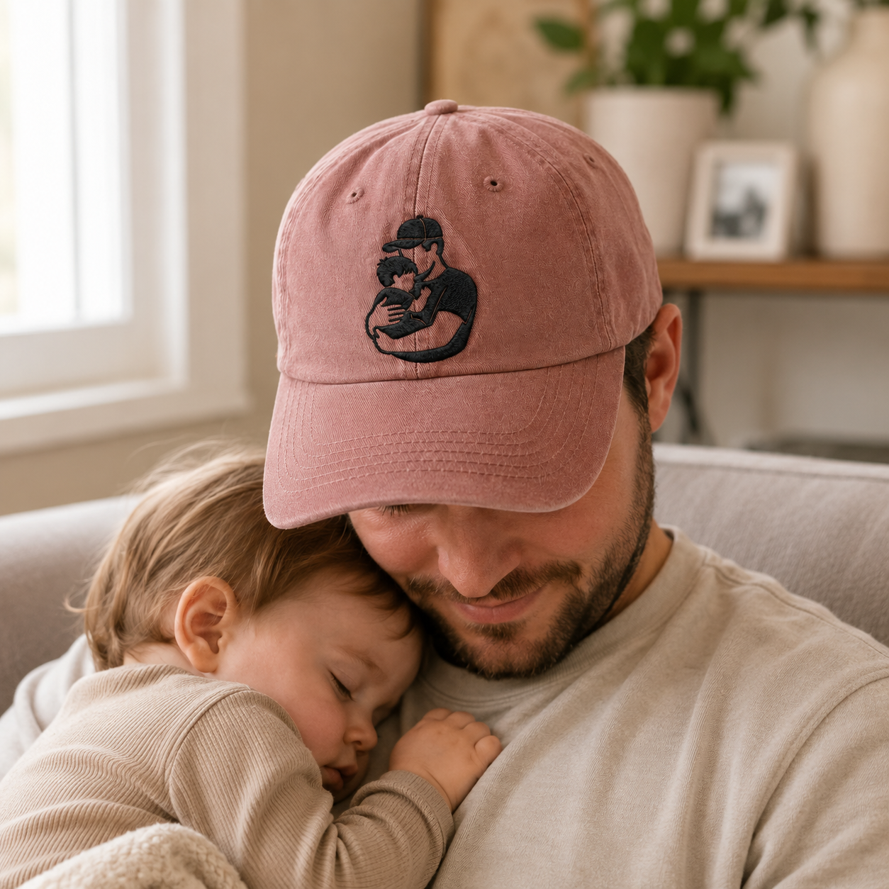 Dad Baby Hug Washed Cap - Washed Cap - lifestyle