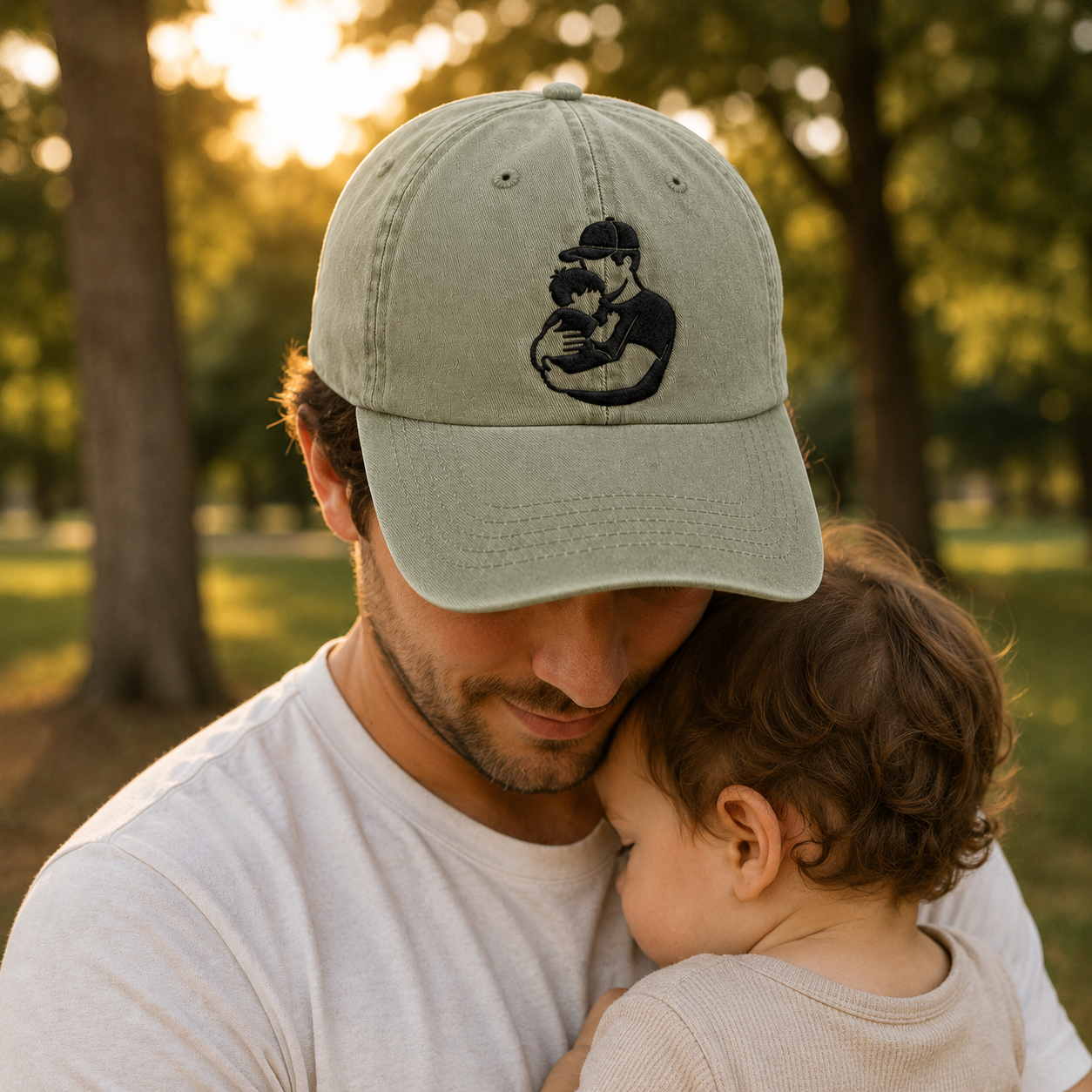 Dad Baby Hug Washed Cap - Washed Cap - side view