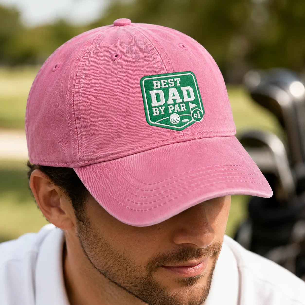 Dad By Par Golf Funny Father Washed Cap - washed cap - alternate angle