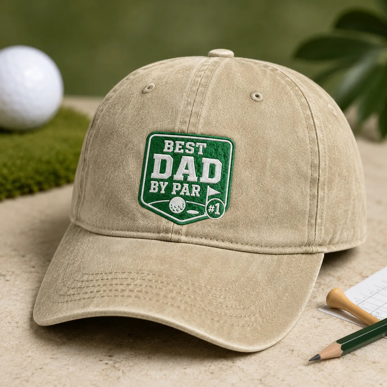 Dad By Par Golf Funny Father Washed Cap - washed cap - lifestyle