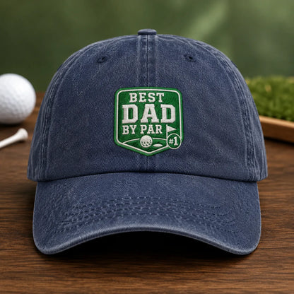 Dad By Par Golf Funny Father Washed Cap - washed cap - side view