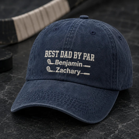 Dad By Par Washed Cap - washed cap - front view