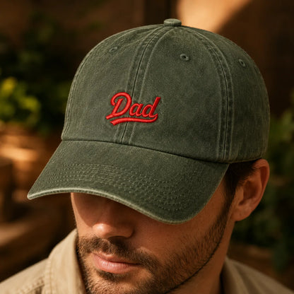 Dad Embroidered Adjustable Washed Cap - washed cap - detail