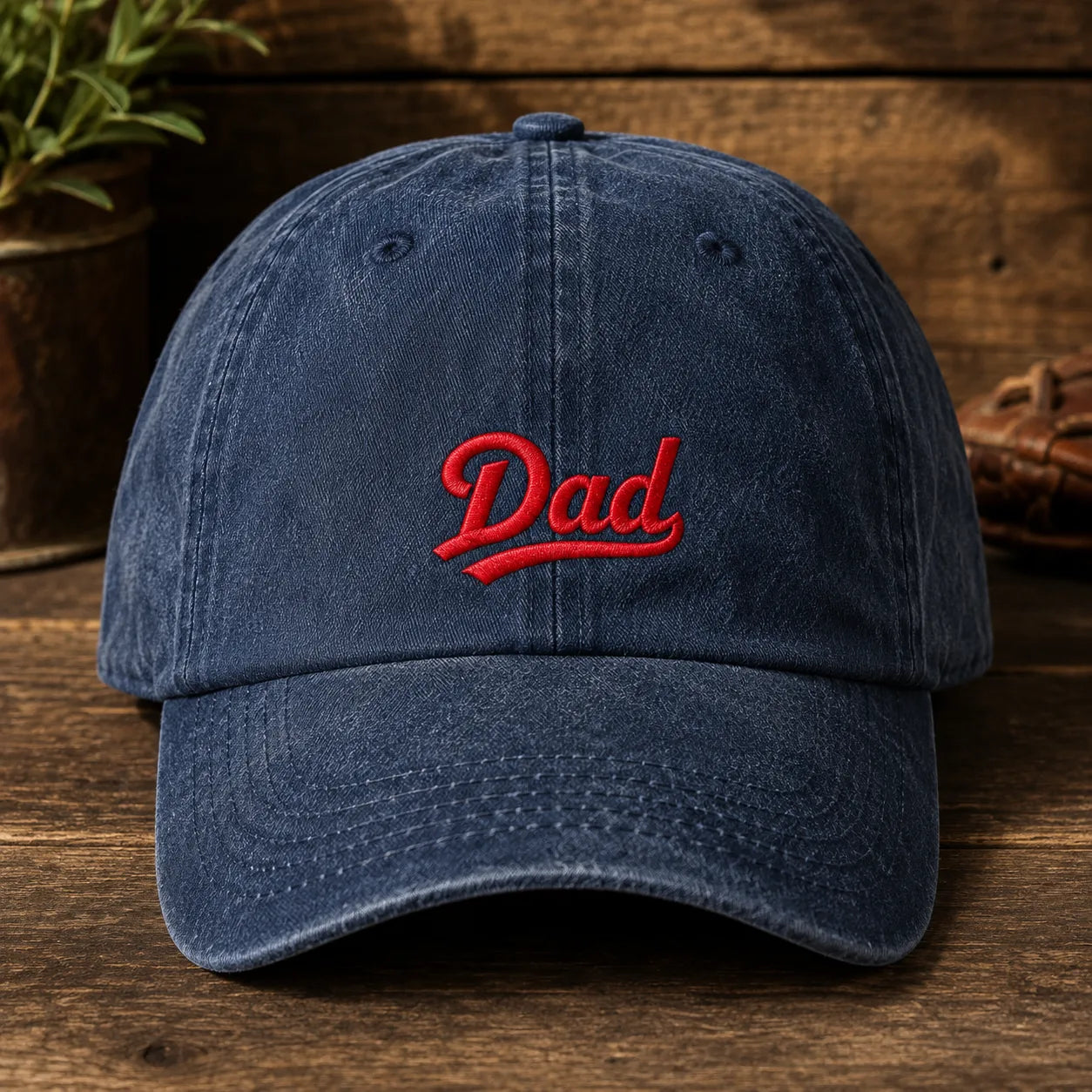 Dad Embroidered Adjustable Washed Cap - washed cap - front view