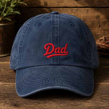 Dad Embroidered Adjustable Washed Cap - washed cap - front view