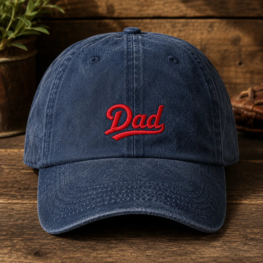 Dad Embroidered Adjustable Washed Cap - washed cap - front view