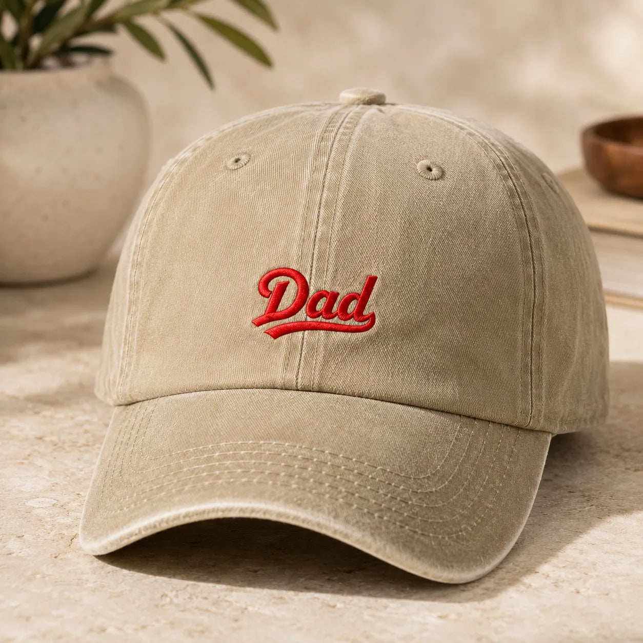 Dad Embroidered Adjustable Washed Cap - washed cap - side view