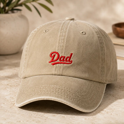 Dad Embroidered Adjustable Washed Cap - washed cap - side view