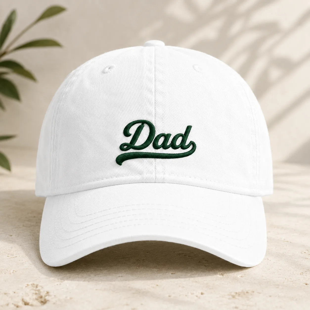 Dad Embroidered Green Script Washed Cap - washed cap - side view