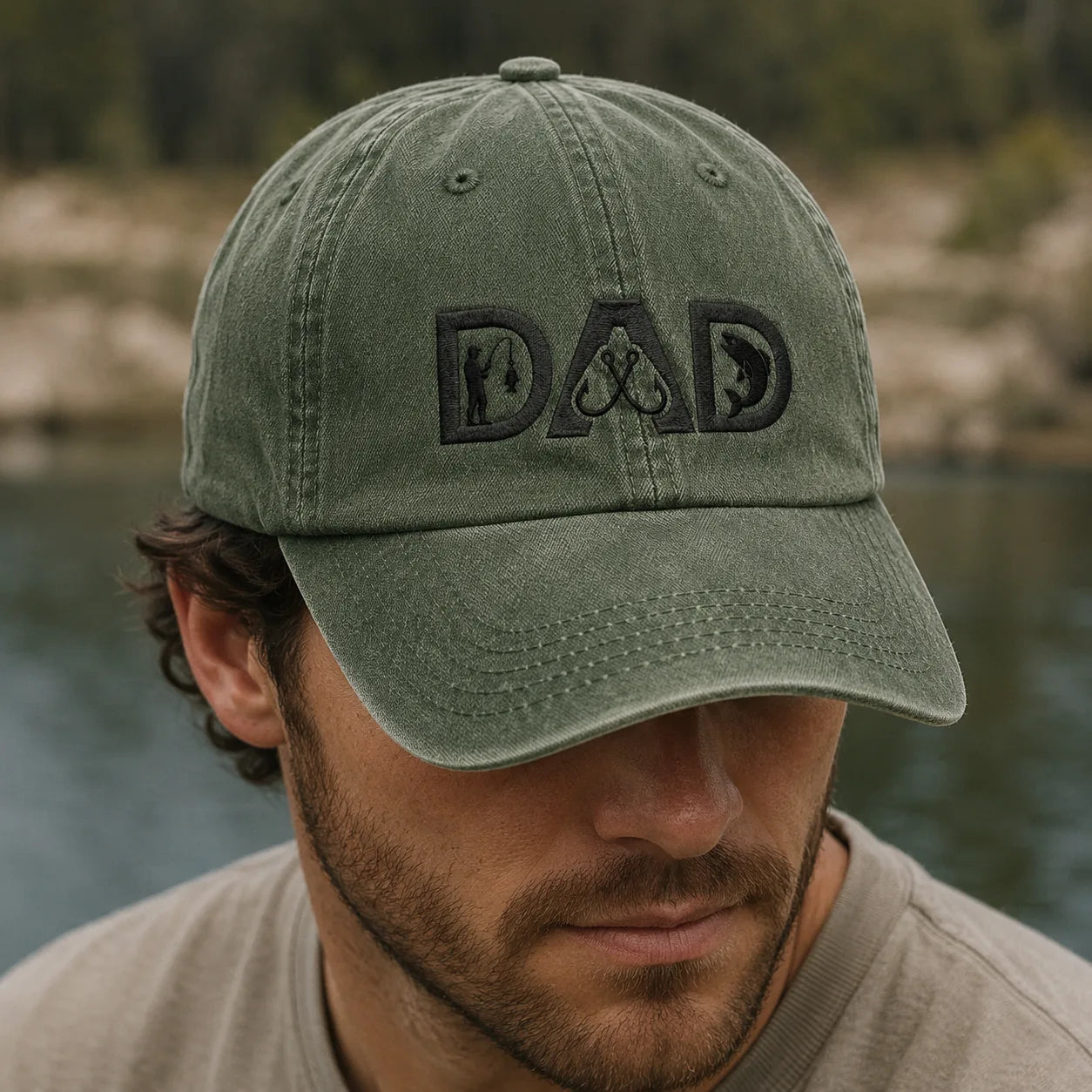 Dad Fishing Washed Cap - washed cap - lifestyle