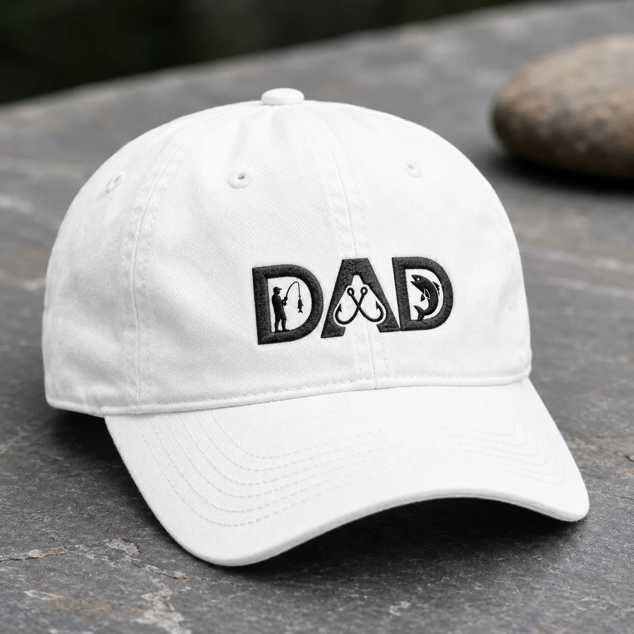 Dad Fishing Washed Cap - washed cap - side view