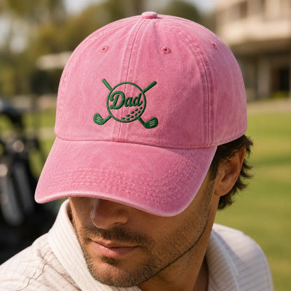 Dad Golf Embroidered Clubs Washed Cap - washed cap - alternate angle