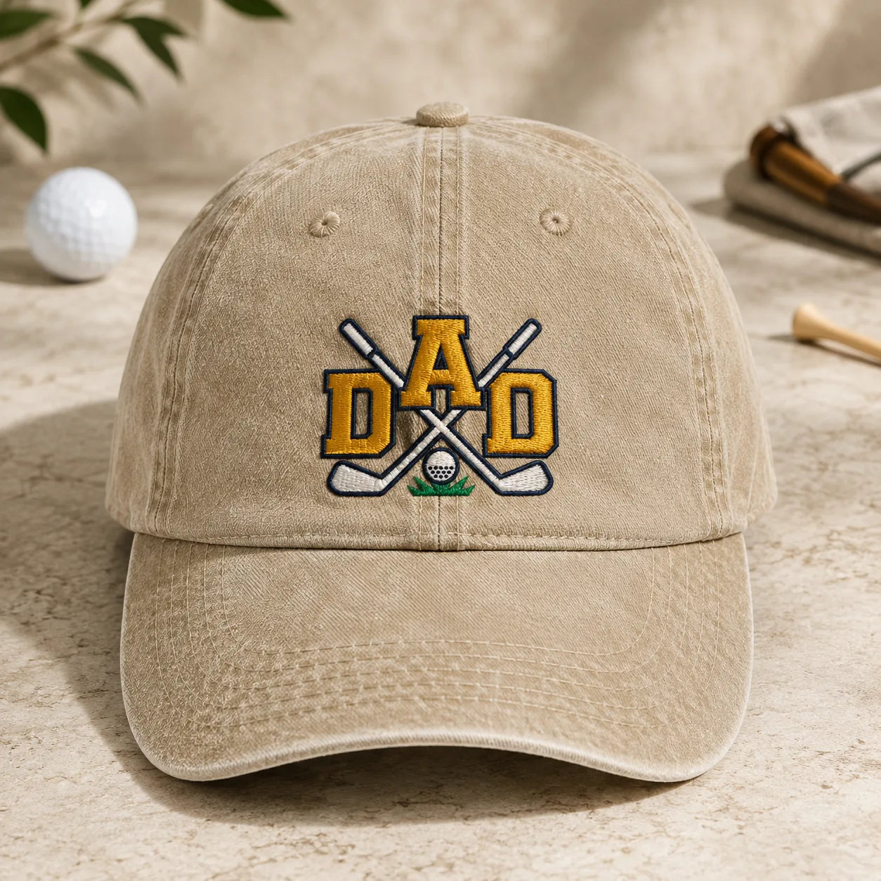 Dad Golf Washed Cap - washed cap - side view