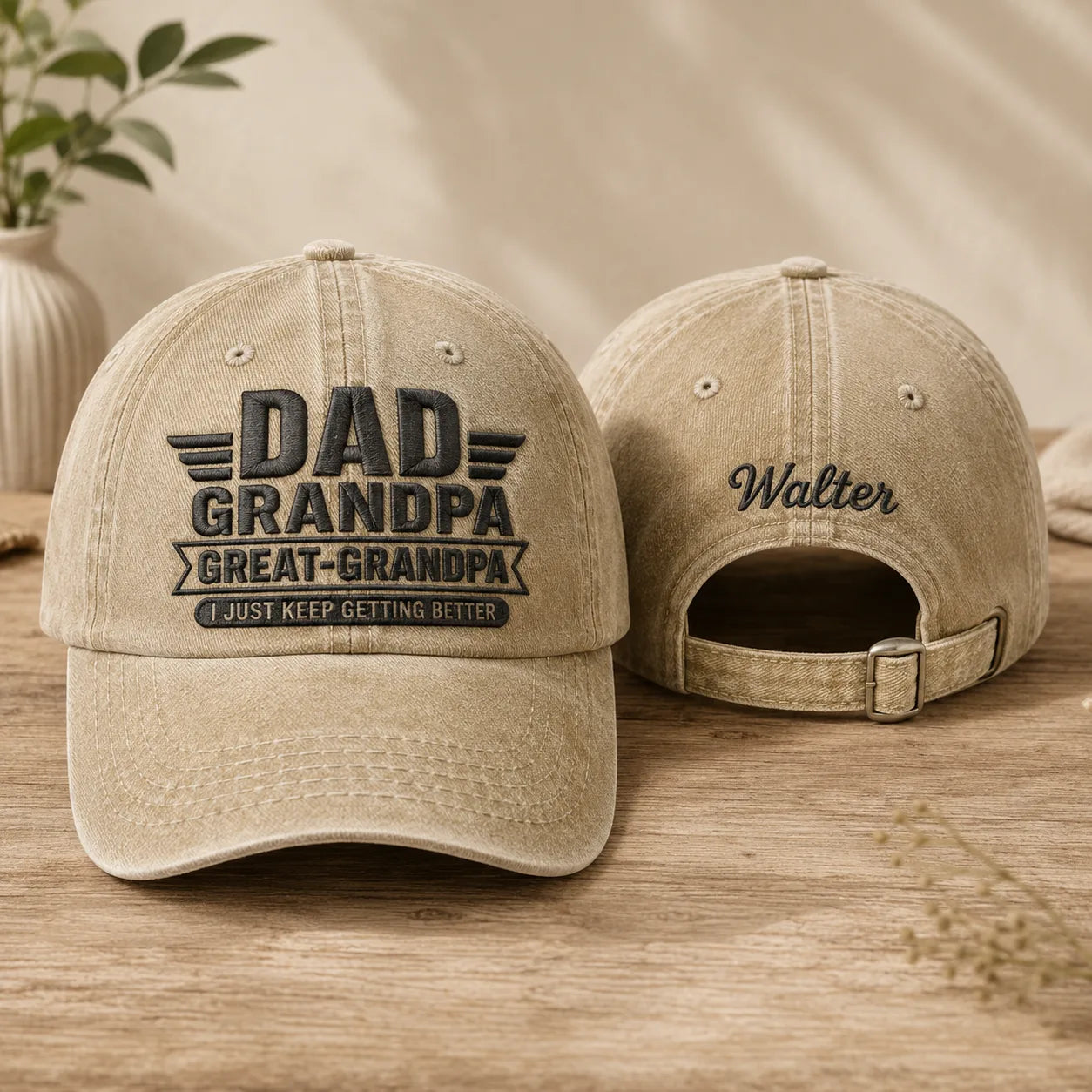 Dad Grandpa Great-Grandpa Adjustable Washed Cap - washed cap - front view