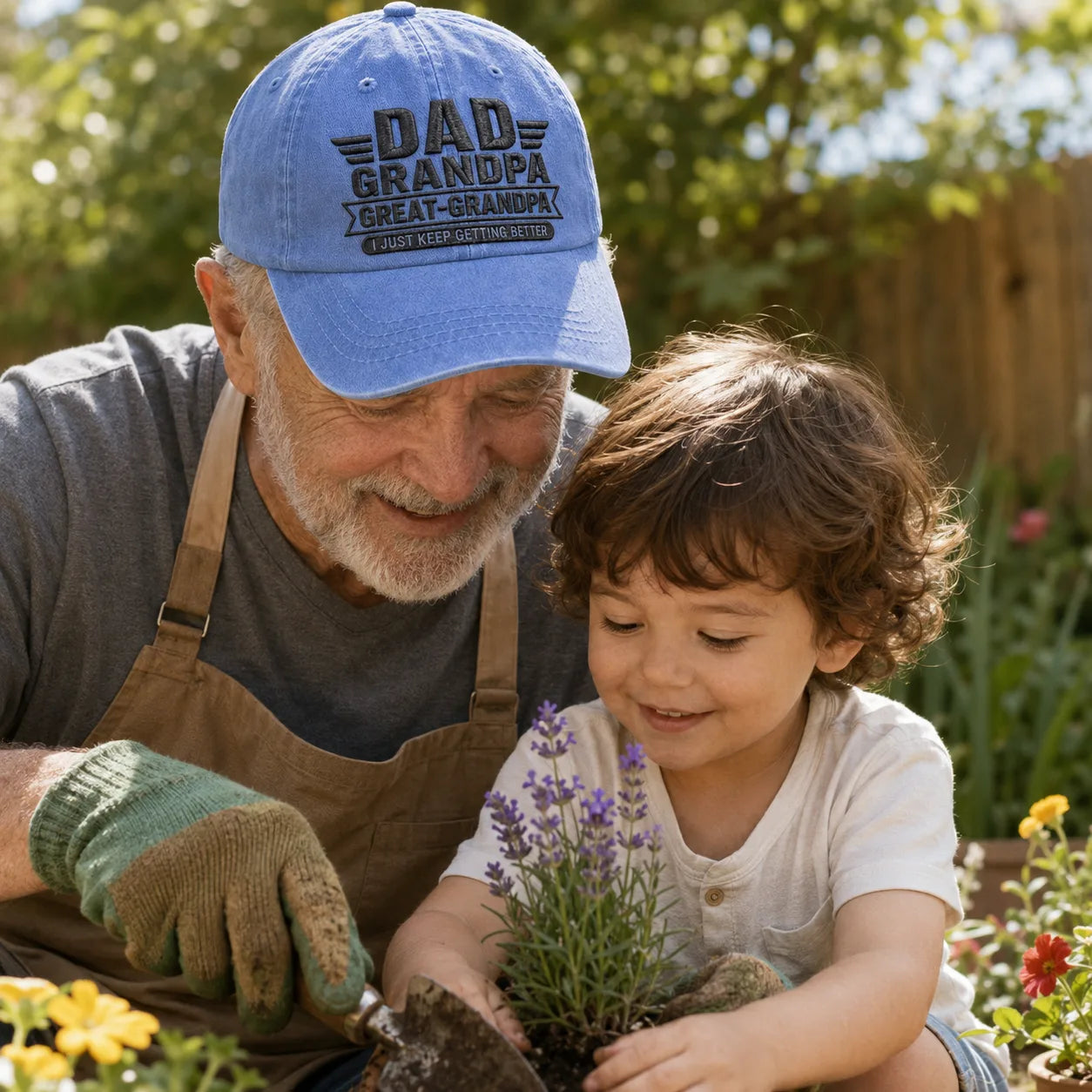 Dad Grandpa Great-Grandpa Adjustable Washed Cap - washed cap - lifestyle