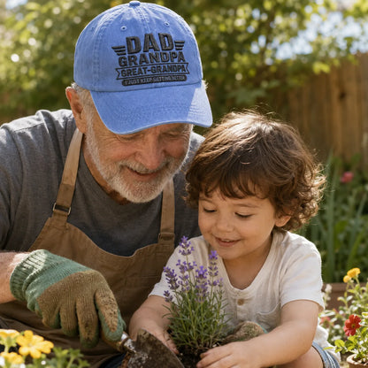 Dad Grandpa Great-Grandpa Adjustable Washed Cap - washed cap - lifestyle