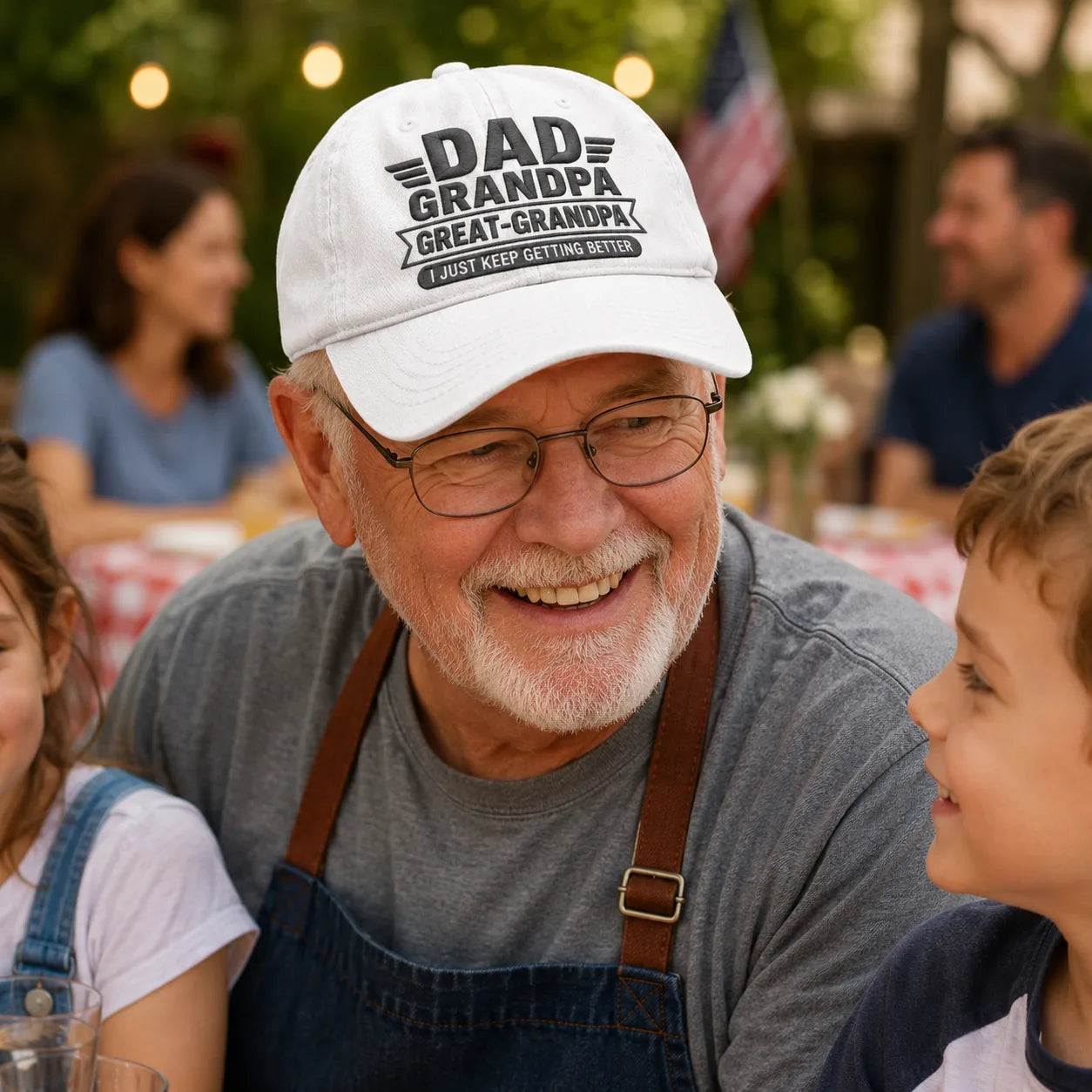Dad Grandpa Great-Grandpa Adjustable Washed Cap - washed cap - side view