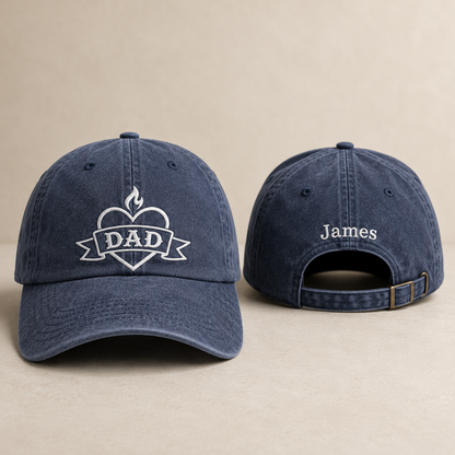 Dad Heart Washed Cap - Washed Cap - front view