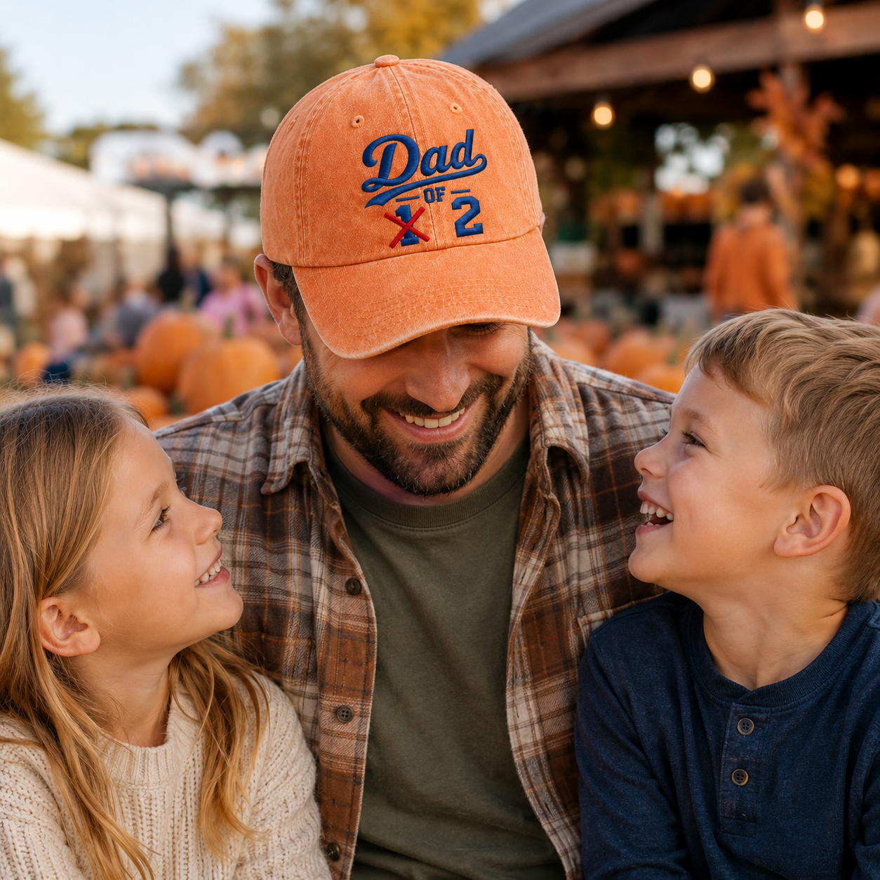 Dad Of 2 Embroidered Washed Cap - Washed Cap - alternate angle
