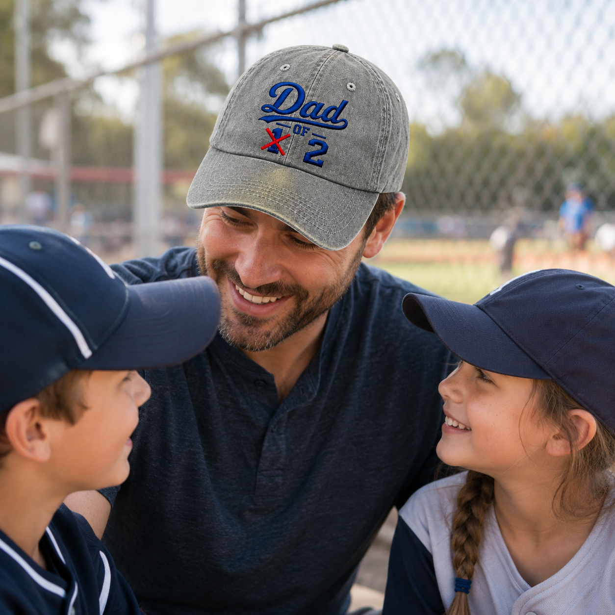 Dad Of 2 Embroidered Washed Cap - Washed Cap - lifestyle