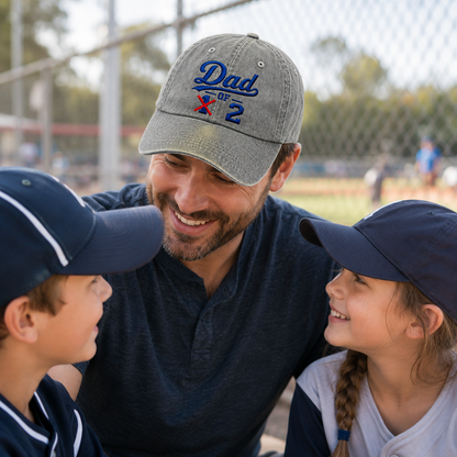 Dad Of 2 Embroidered Washed Cap - Washed Cap - lifestyle