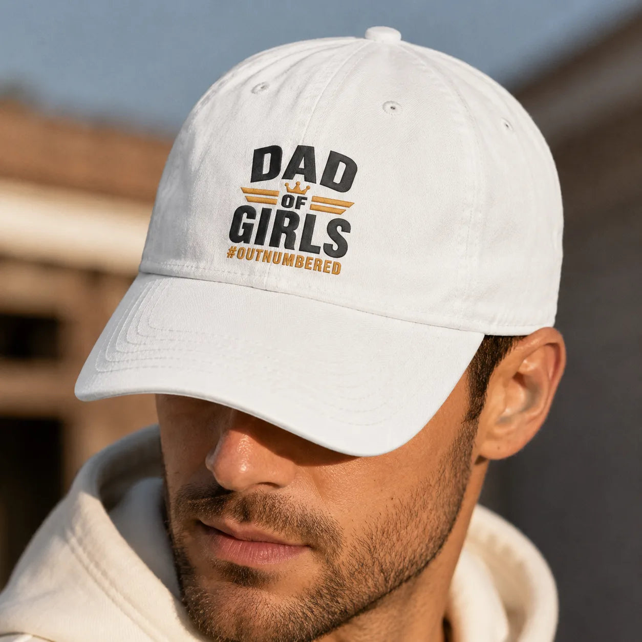 Dad Of Girls #Outnumbered Washed Cap - washed cap - alternate angle