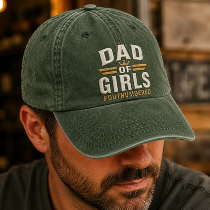 Dad Of Girls #Outnumbered Washed Cap - washed cap - detail