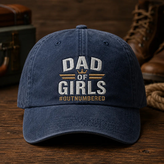 Dad Of Girls #Outnumbered Washed Cap - washed cap - front view