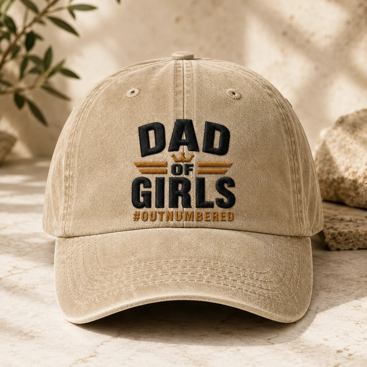 Dad Of Girls #Outnumbered Washed Cap - washed cap - side view