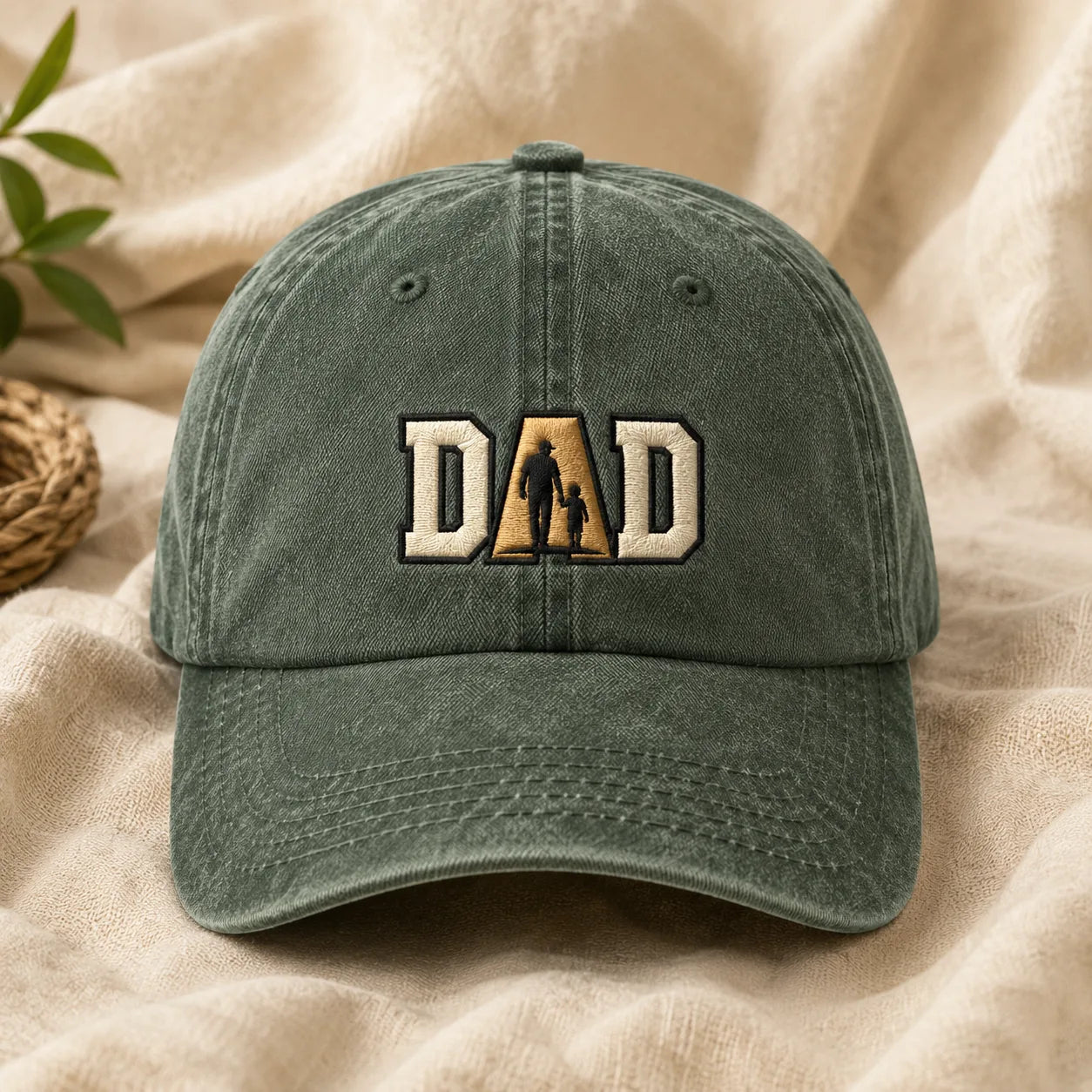 DAD Silhouette Embroidered Washed Cap - washed cap - detail