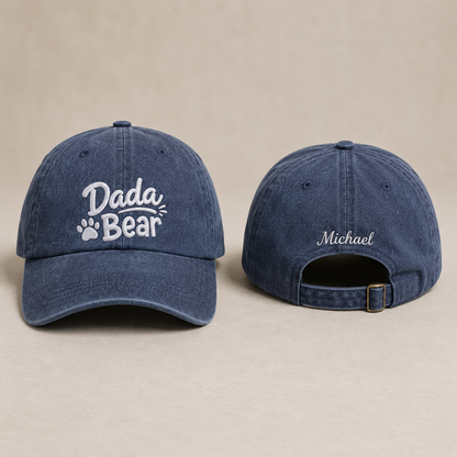 Dada Bear Embroidered Washed Cap - Washed Cap - front view