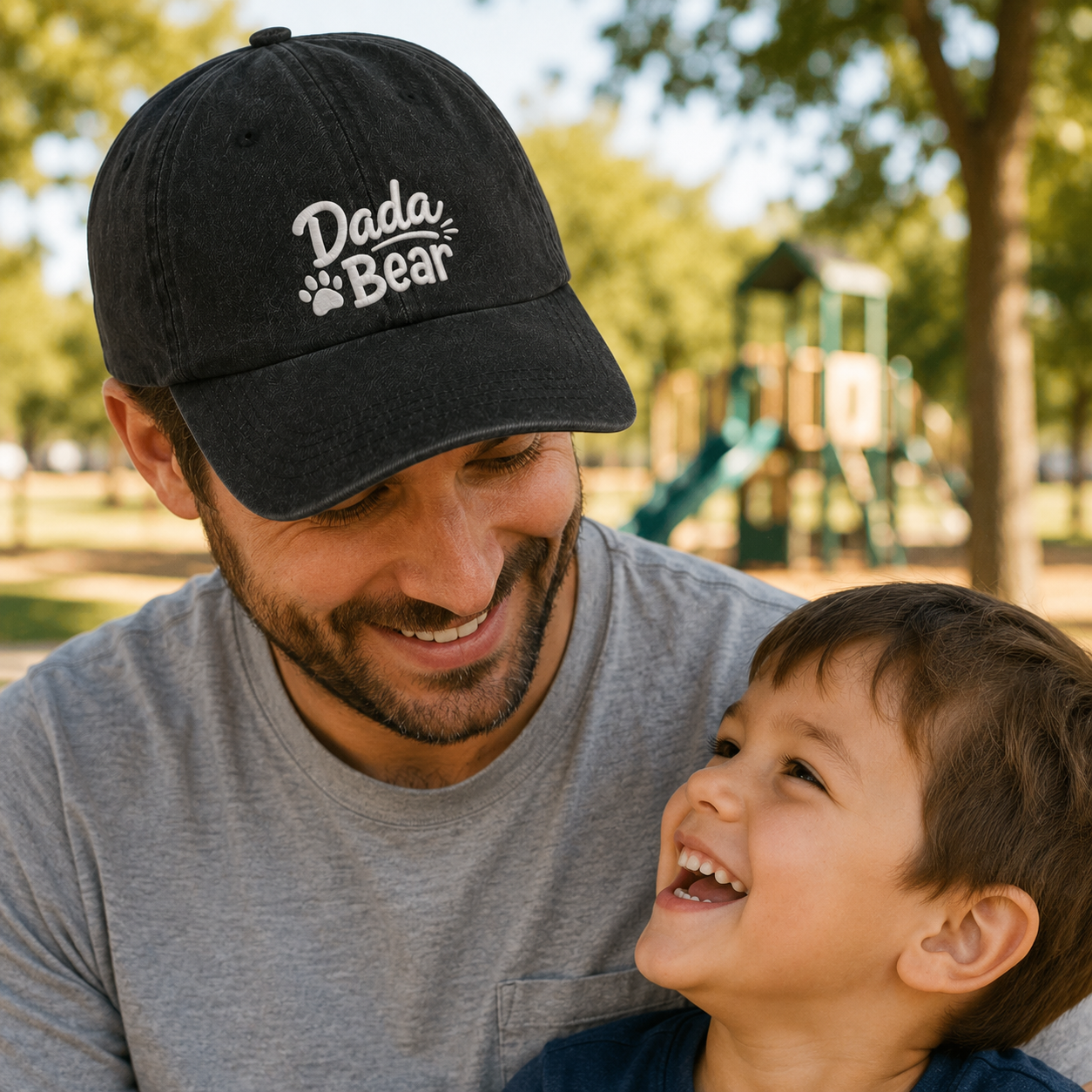 Dada Bear Embroidered Washed Cap - Washed Cap - side view