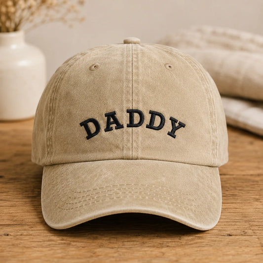 Daddy Embroidered Father Day Washed Cap - washed cap - front view