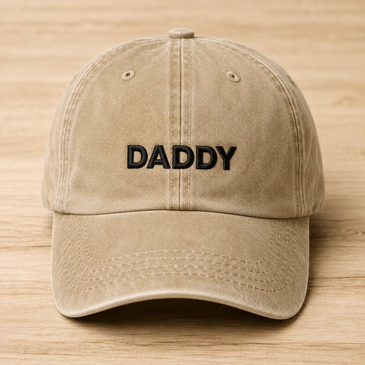 Daddy Embroidered Washed Cap - washed cap - front view