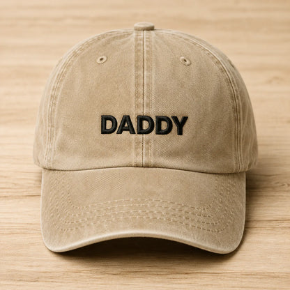 Daddy Embroidered Washed Cap - washed cap - front view