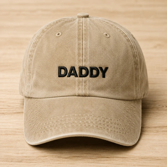 Daddy Embroidered Washed Cap - washed cap - front view