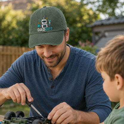 DadGPT Robot Washed Cap - Washed Cap - detail