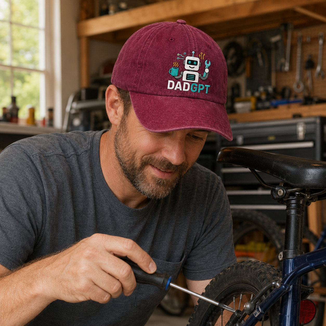 DadGPT Robot Washed Cap - Washed Cap - lifestyle