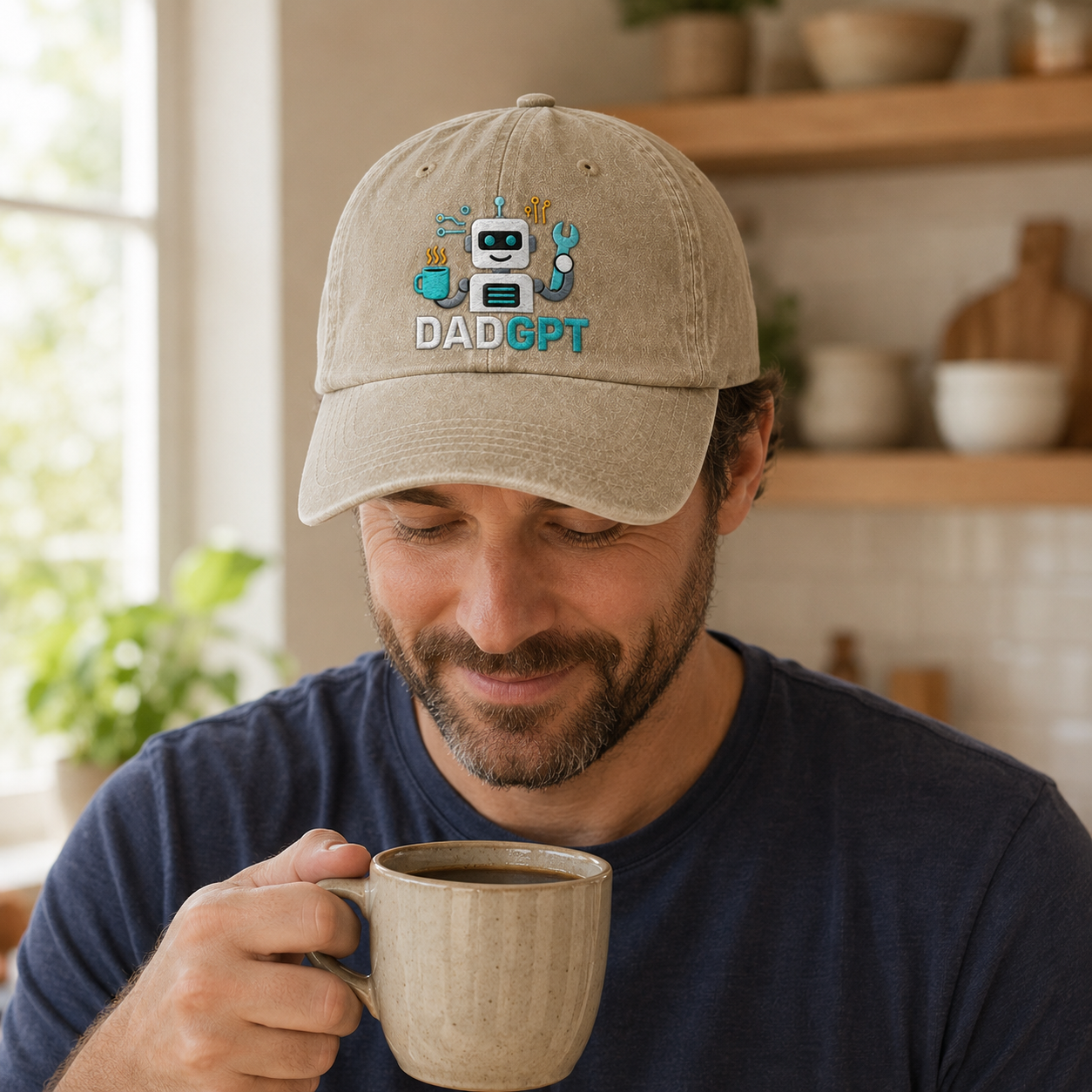 DadGPT Robot Washed Cap - Washed Cap - side view