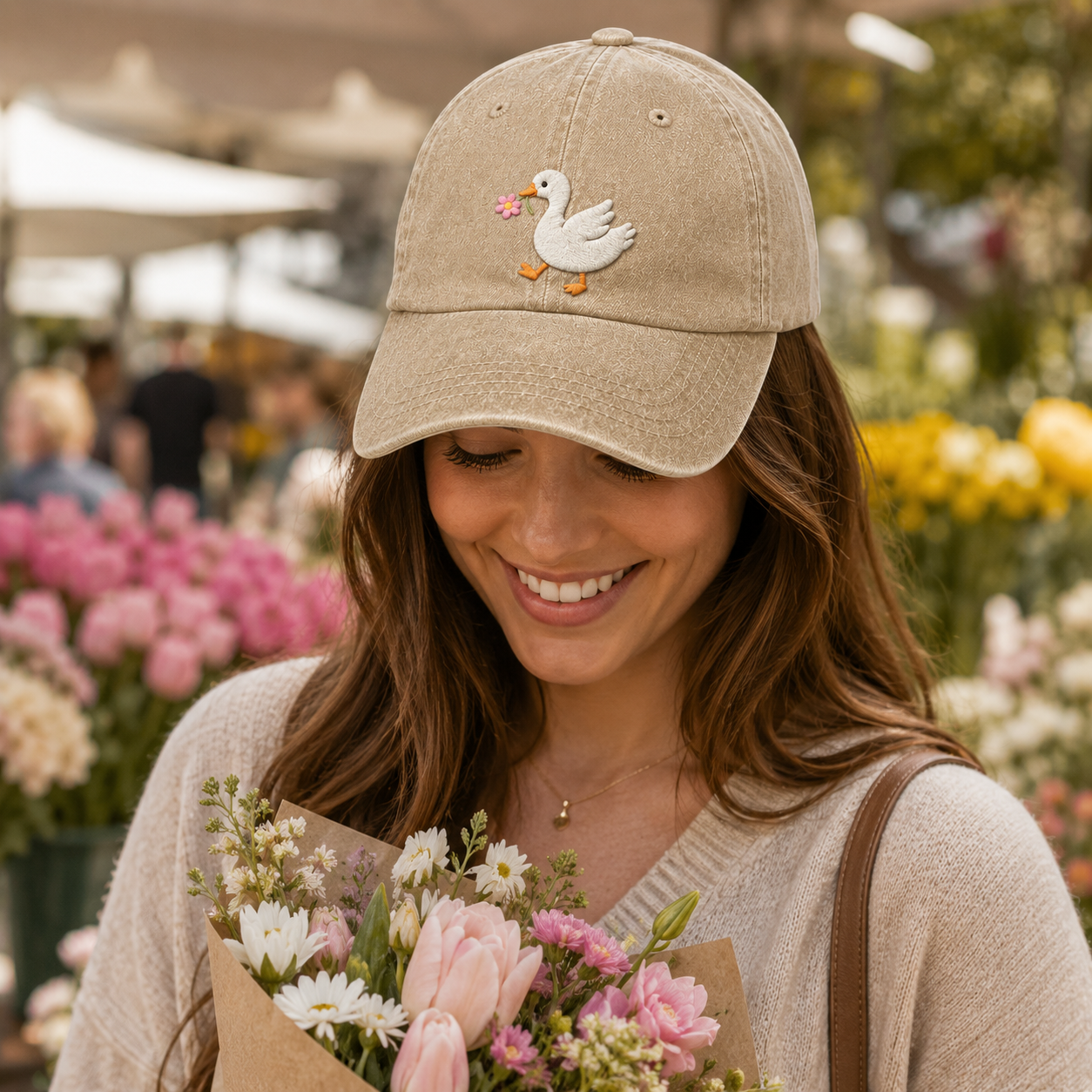 Daisy Goose Washed Cap - Washed Cap - side view