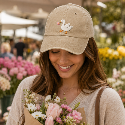 Daisy Goose Washed Cap - Washed Cap - side view