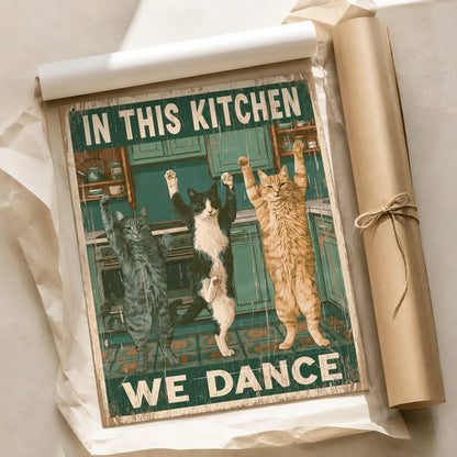 Dancing Cats Kitchen Wall Art Decor - Wall Art Decor - back view