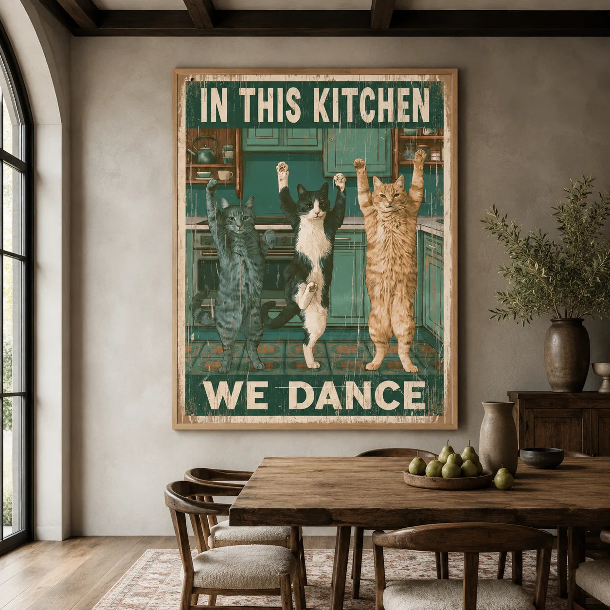 Dancing Cats Kitchen Wall Art Decor - Wall Art Decor - close up