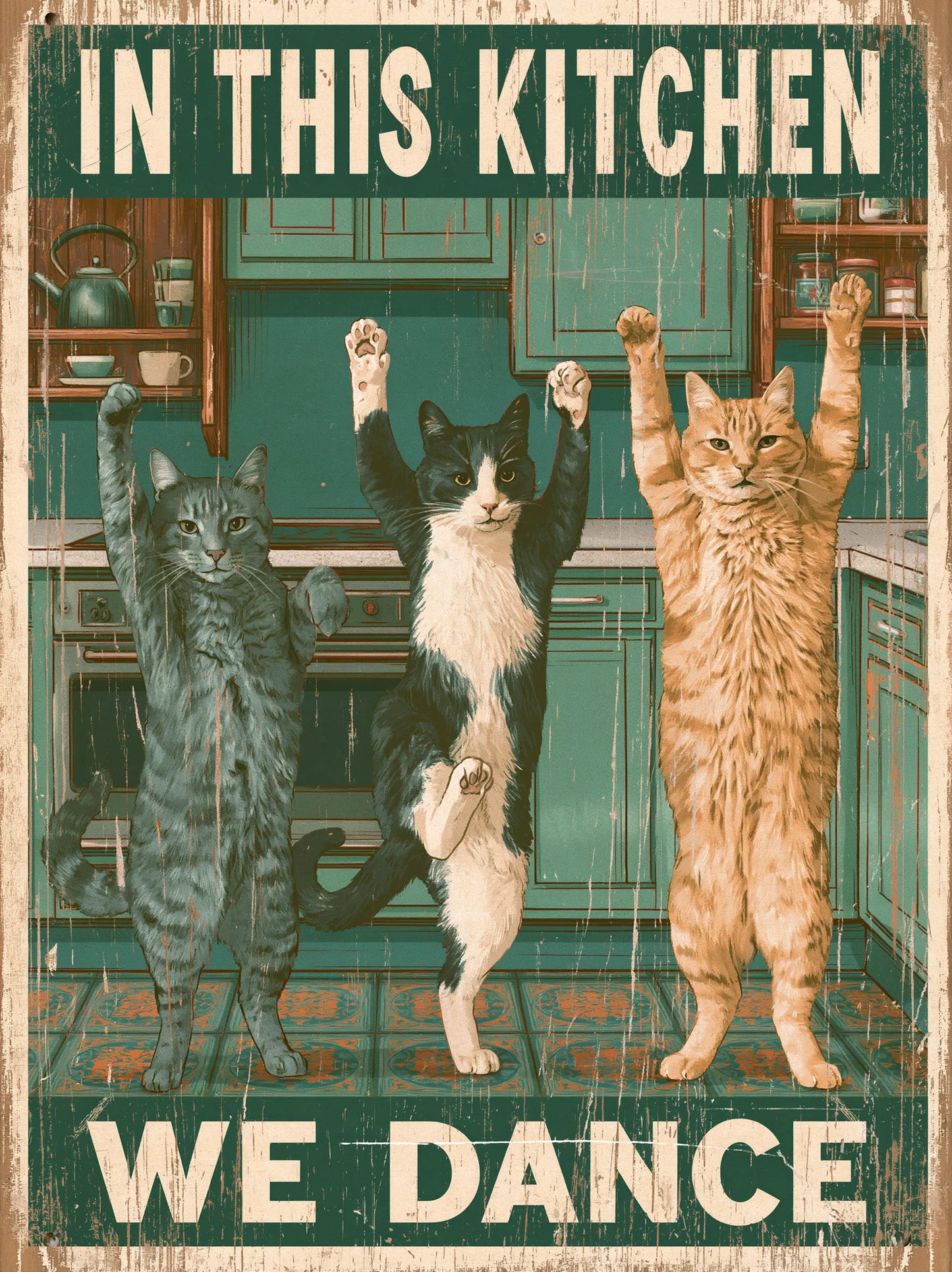 Dancing Cats Kitchen Wall Art Decor - Wall Art Decor - front view