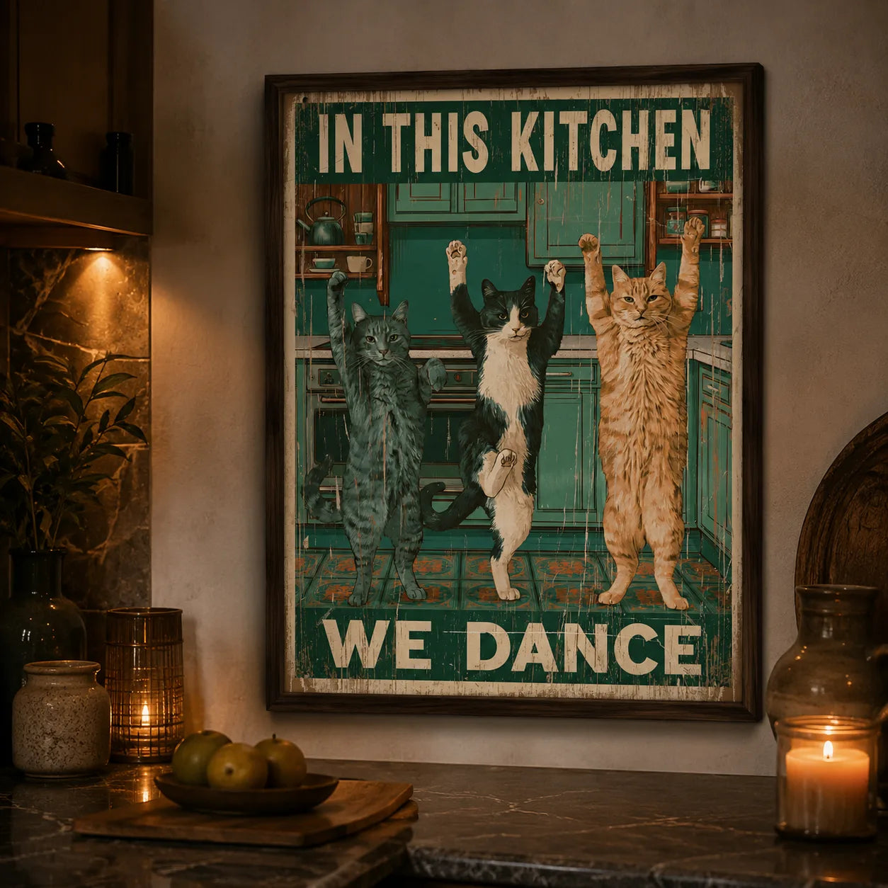 Dancing Cats Kitchen Wall Art Decor - Wall Art Decor - lifestyle