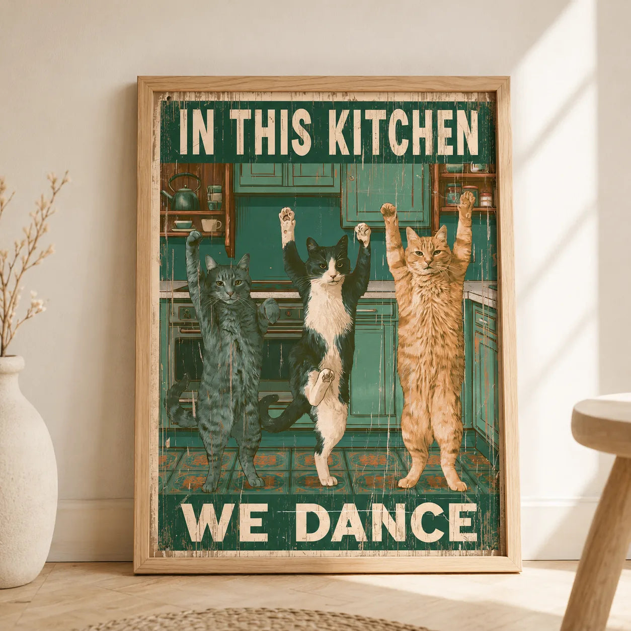 Dancing Cats Kitchen Wall Art Decor - Wall Art Decor - side view