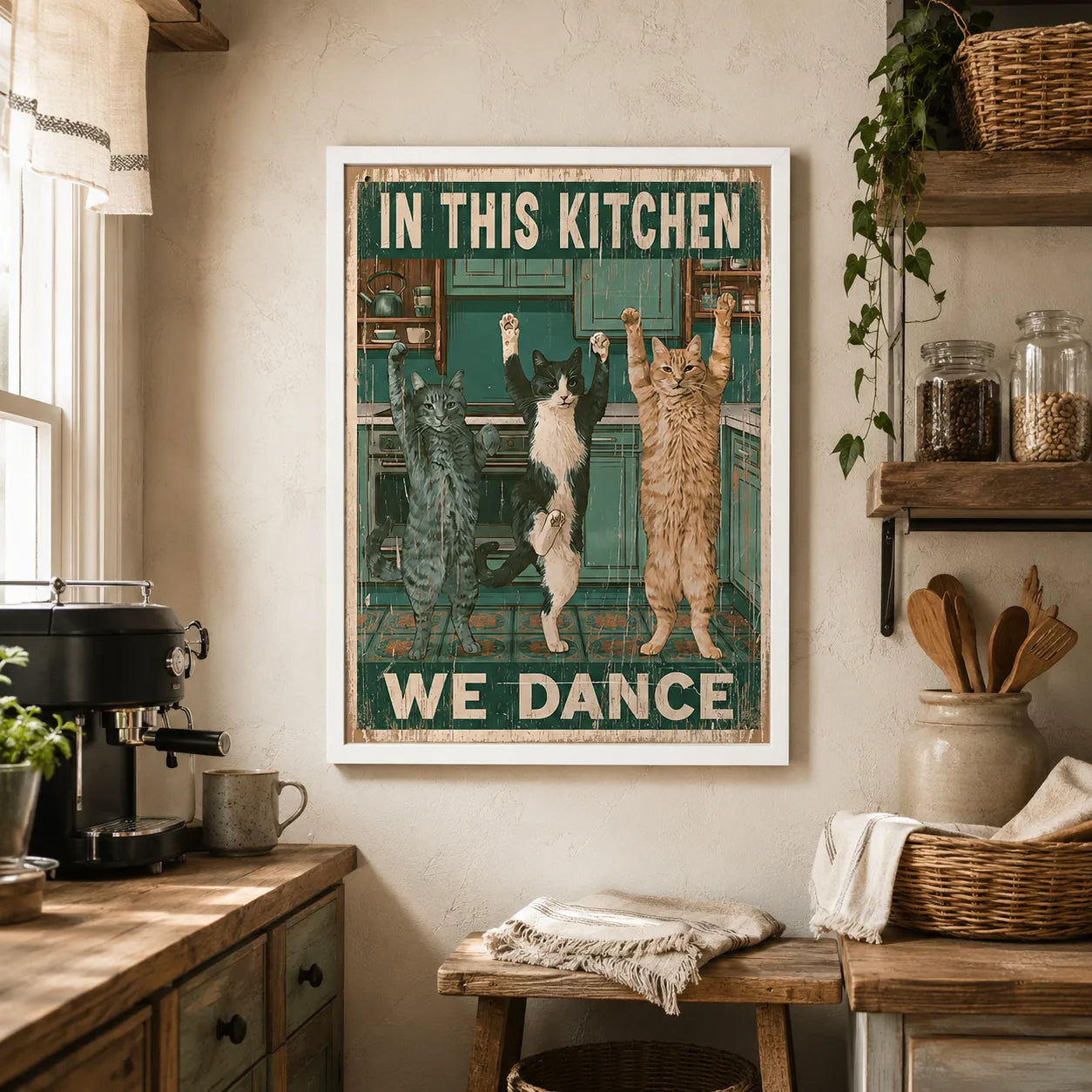 Dancing Cats Kitchen Wall Art Decor - Wall Art Decor - styled